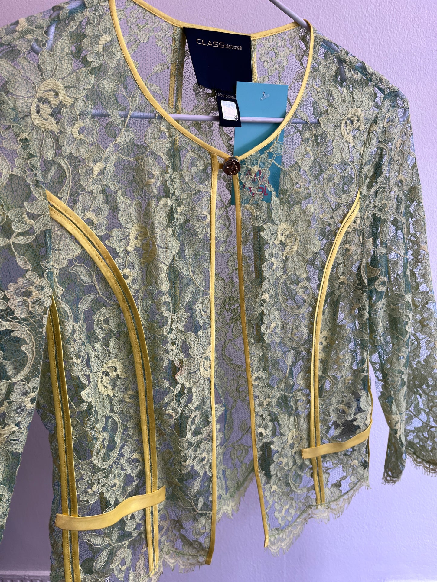 Roberto Cavalli Green and Yellow Lace Jacket