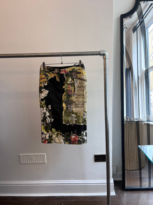 Roberto Cavalli Black Floral Skirt