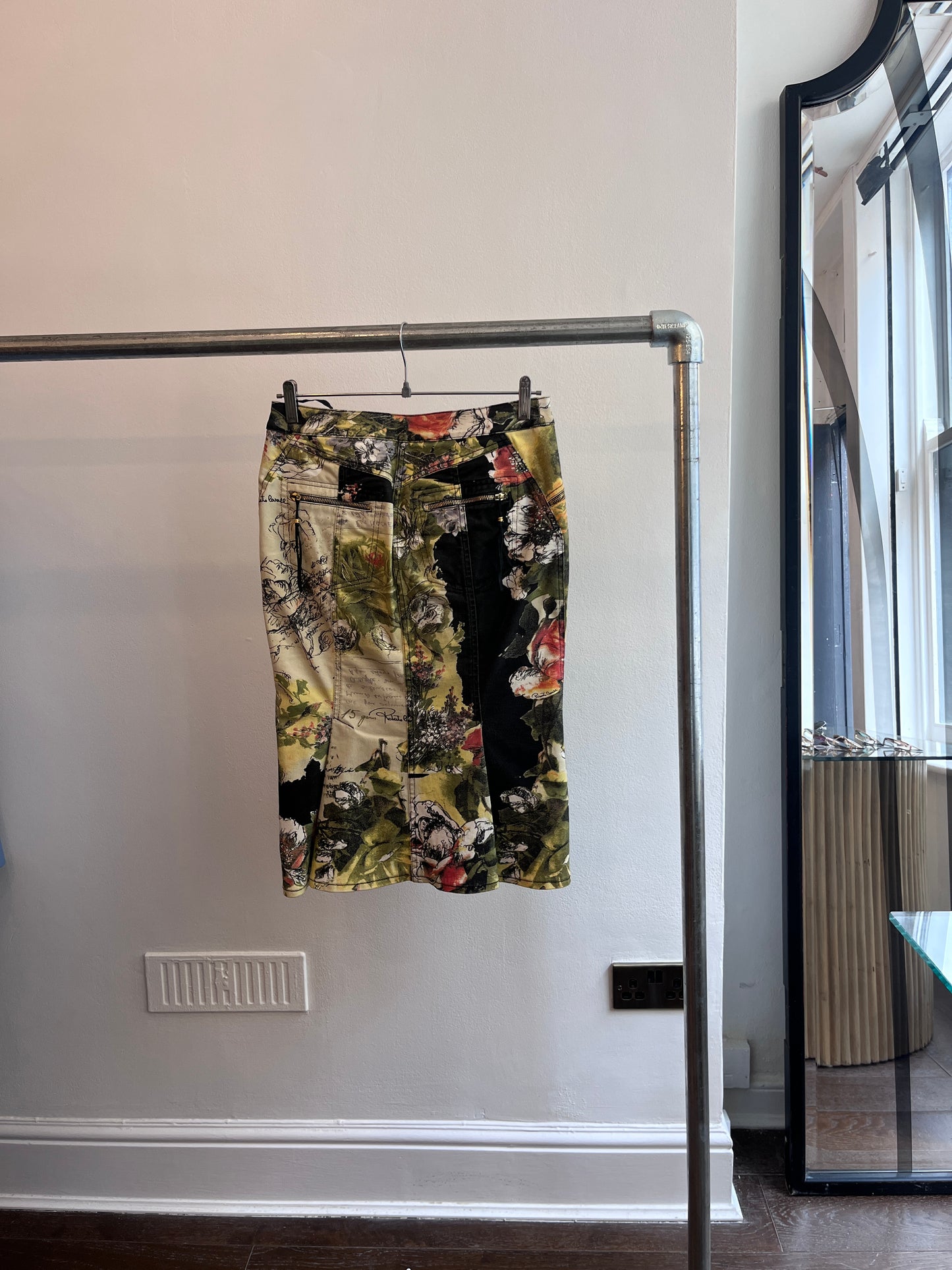 Roberto Cavalli Black Floral Skirt