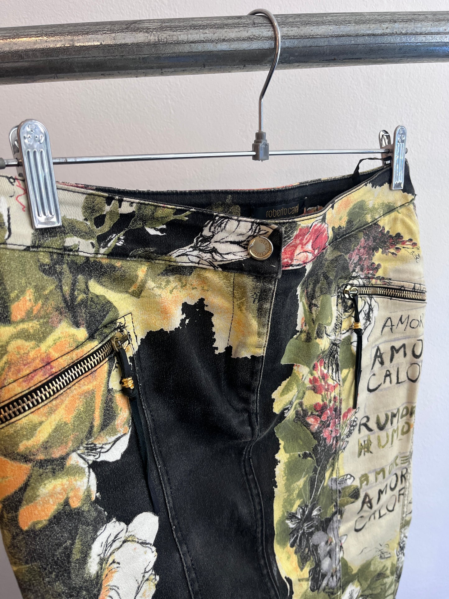 Roberto Cavalli Black Floral Skirt