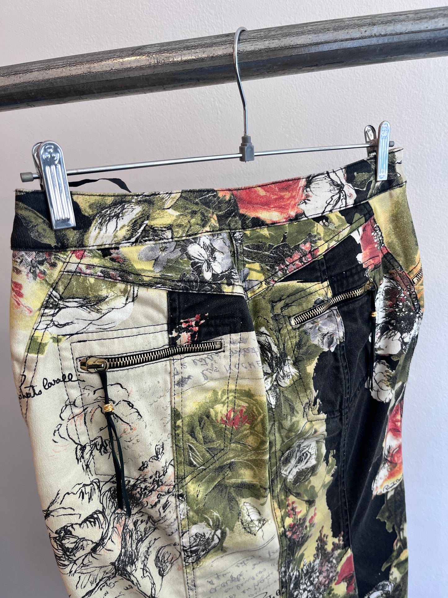 Roberto Cavalli Black Floral Skirt