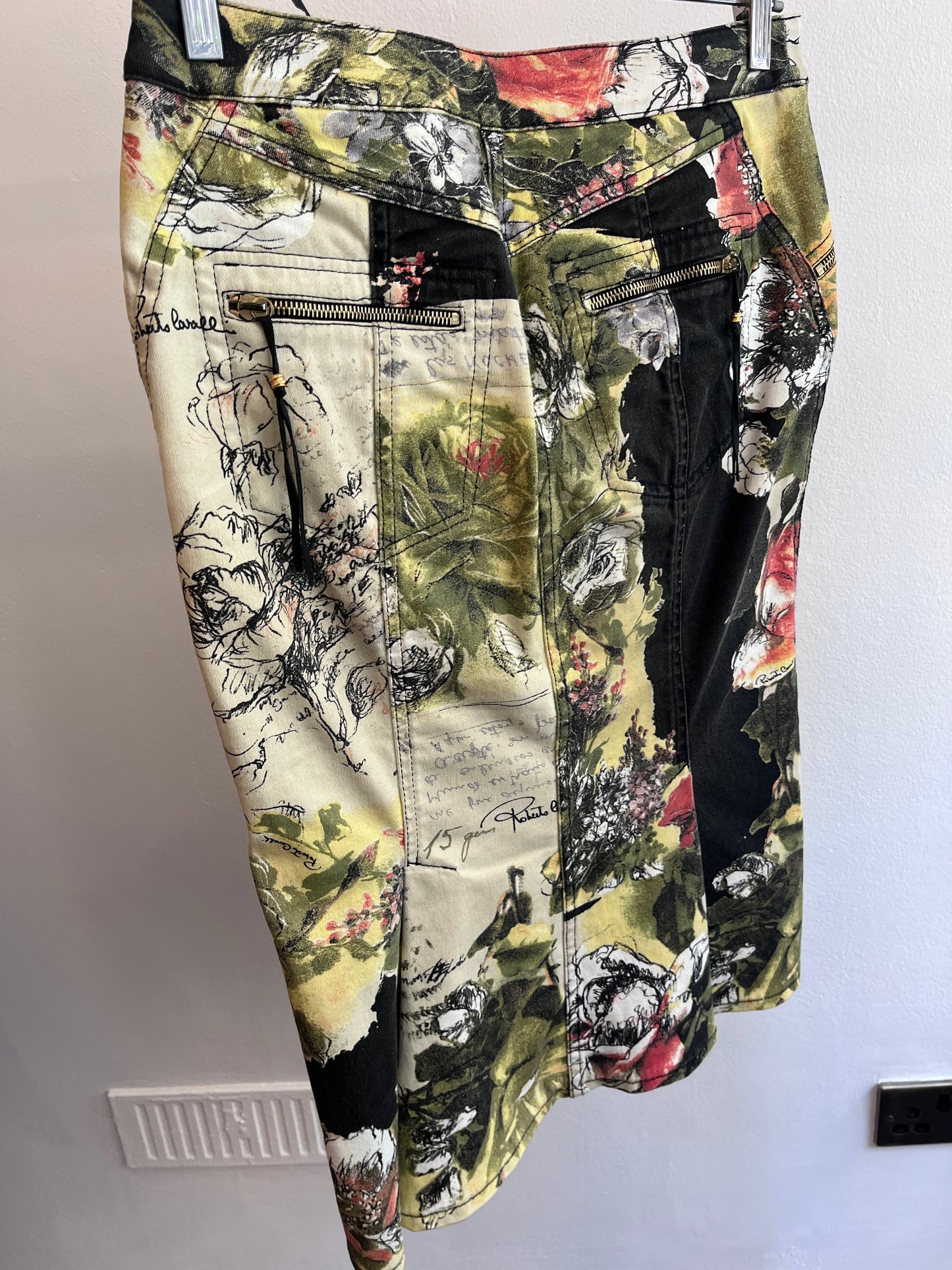 Roberto Cavalli Black Floral Skirt