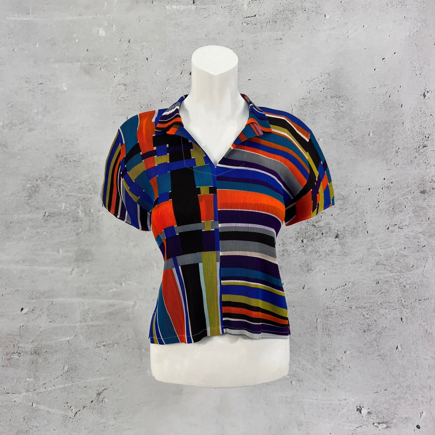 Issey Miyake Pleats Please Striped Top