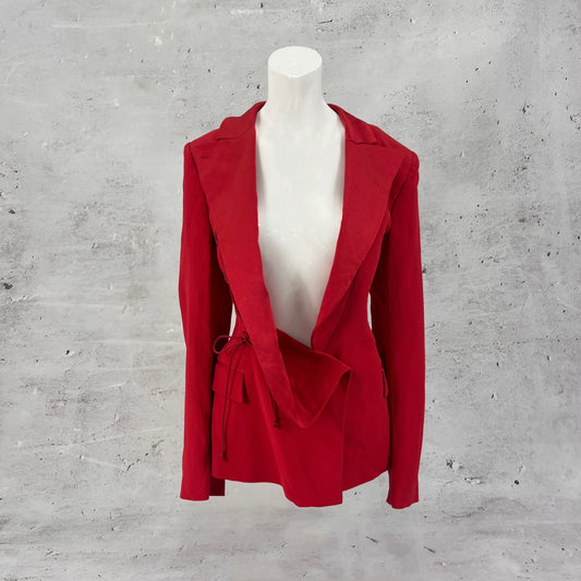 Jean Paul Gaultier Red Lace Up Blazer