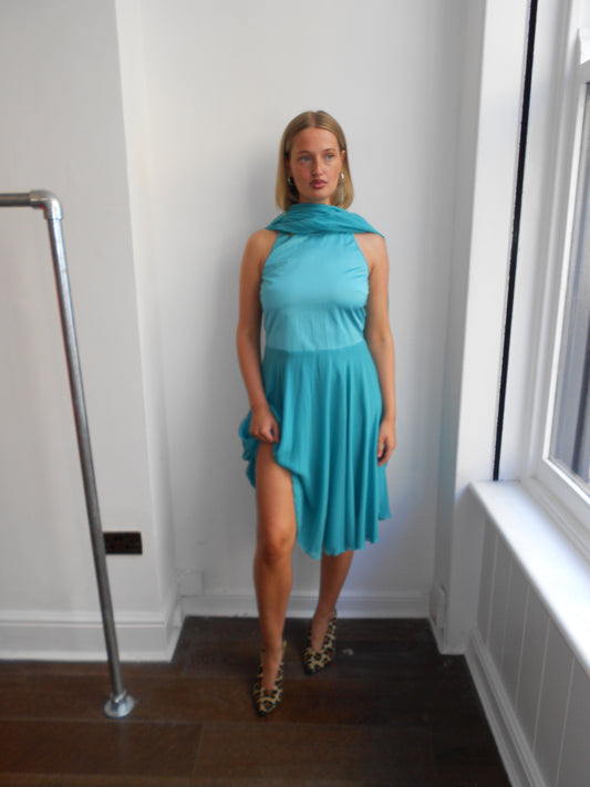 Versace Teal Silk Dress