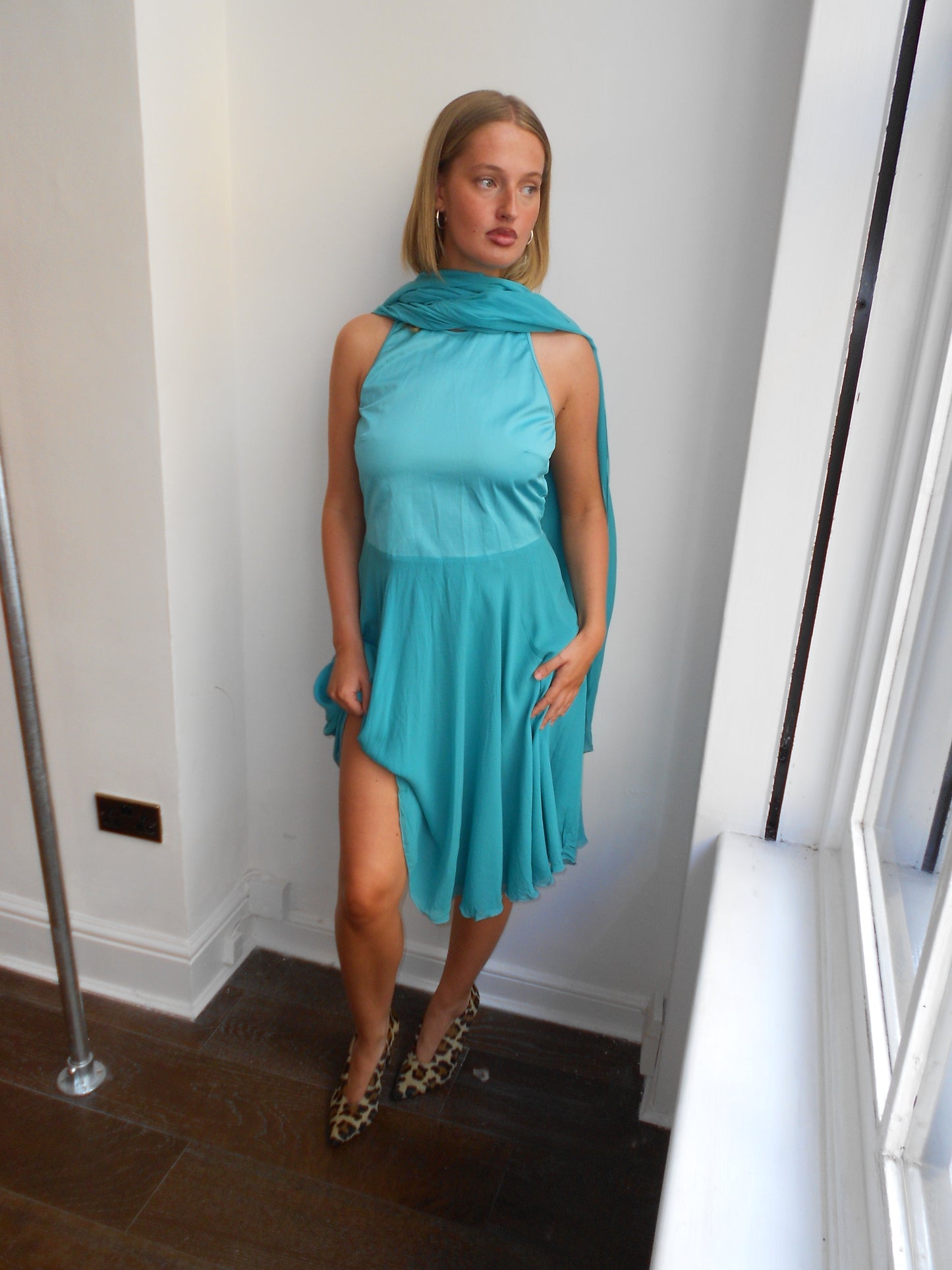 Versace Teal Silk Dress