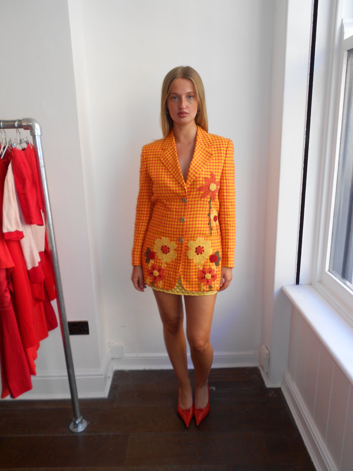 Cento x Cento by Iceberg Orange Checker Board Blazer