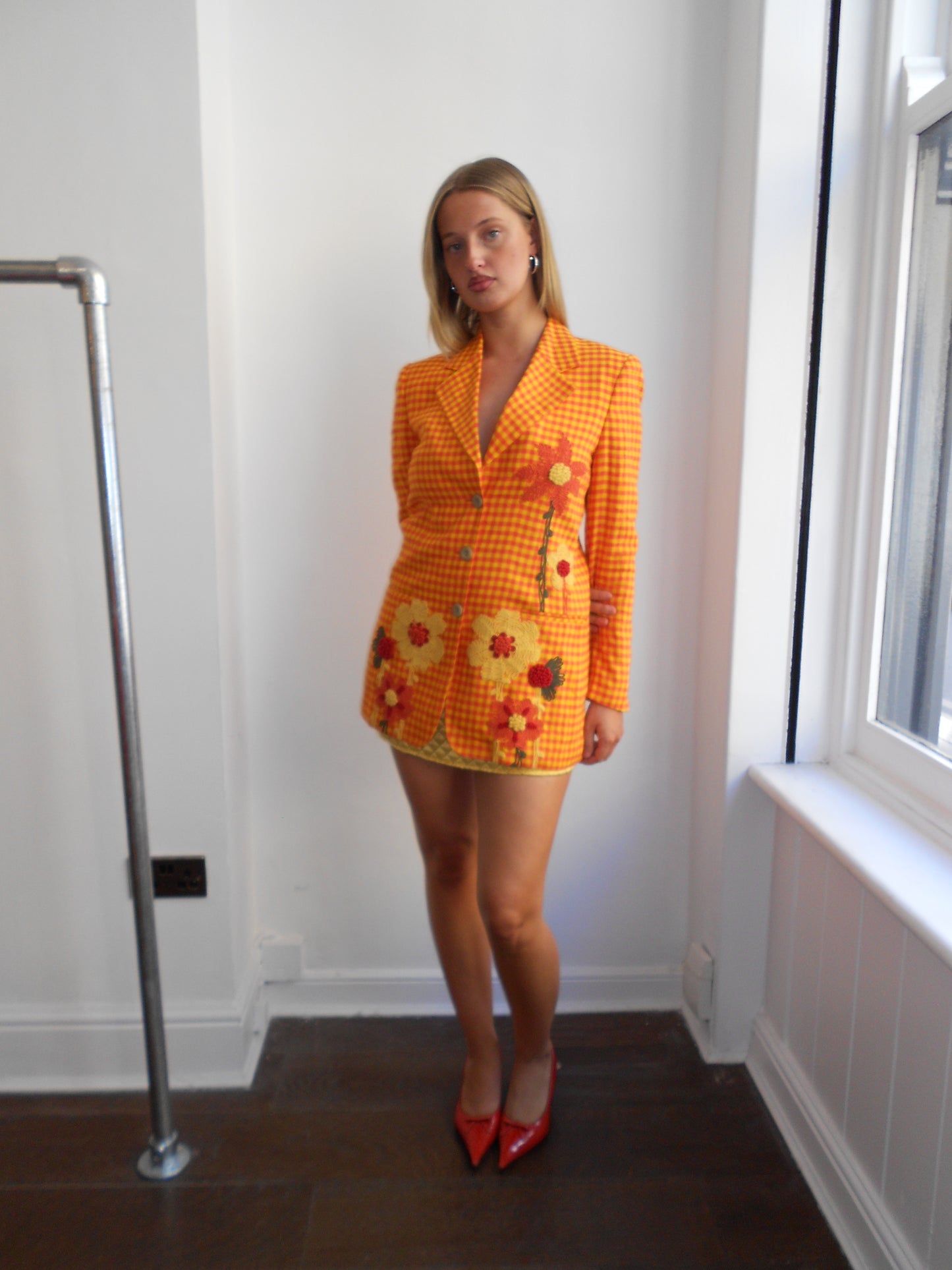 Cento x Cento by Iceberg Orange Checker Board Blazer