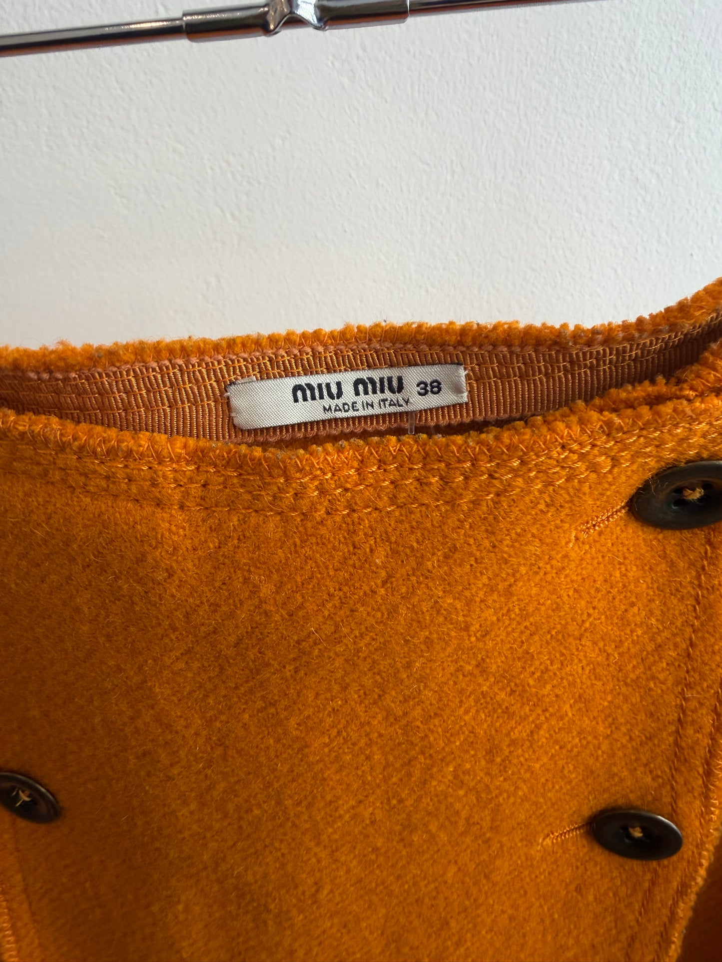 Miu Miu Orange Wool Skirt