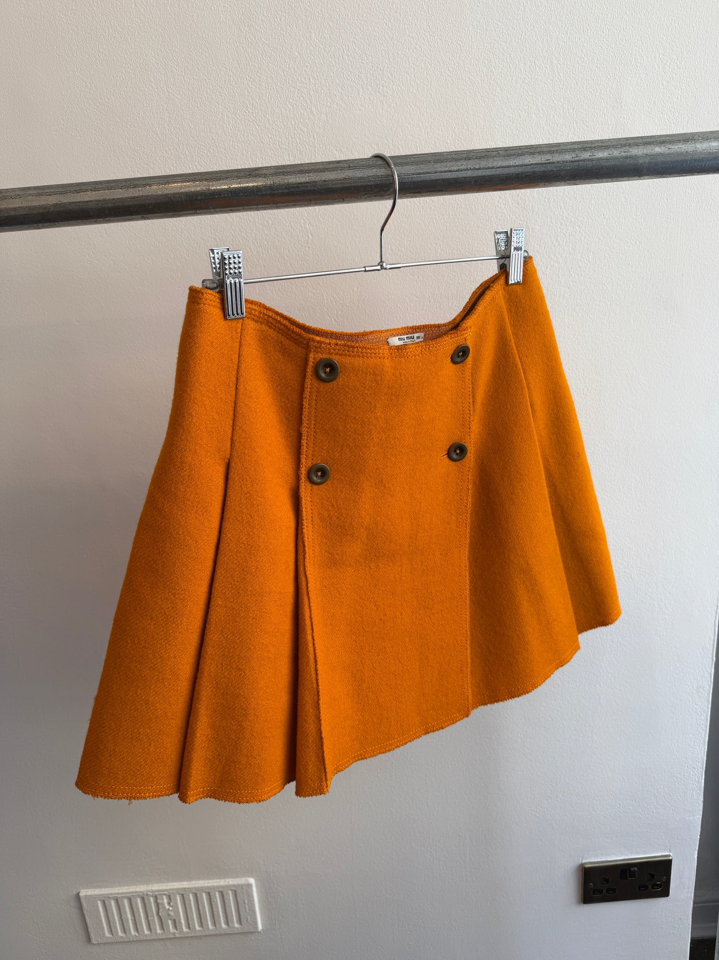 Miu Miu Orange Wool Skirt