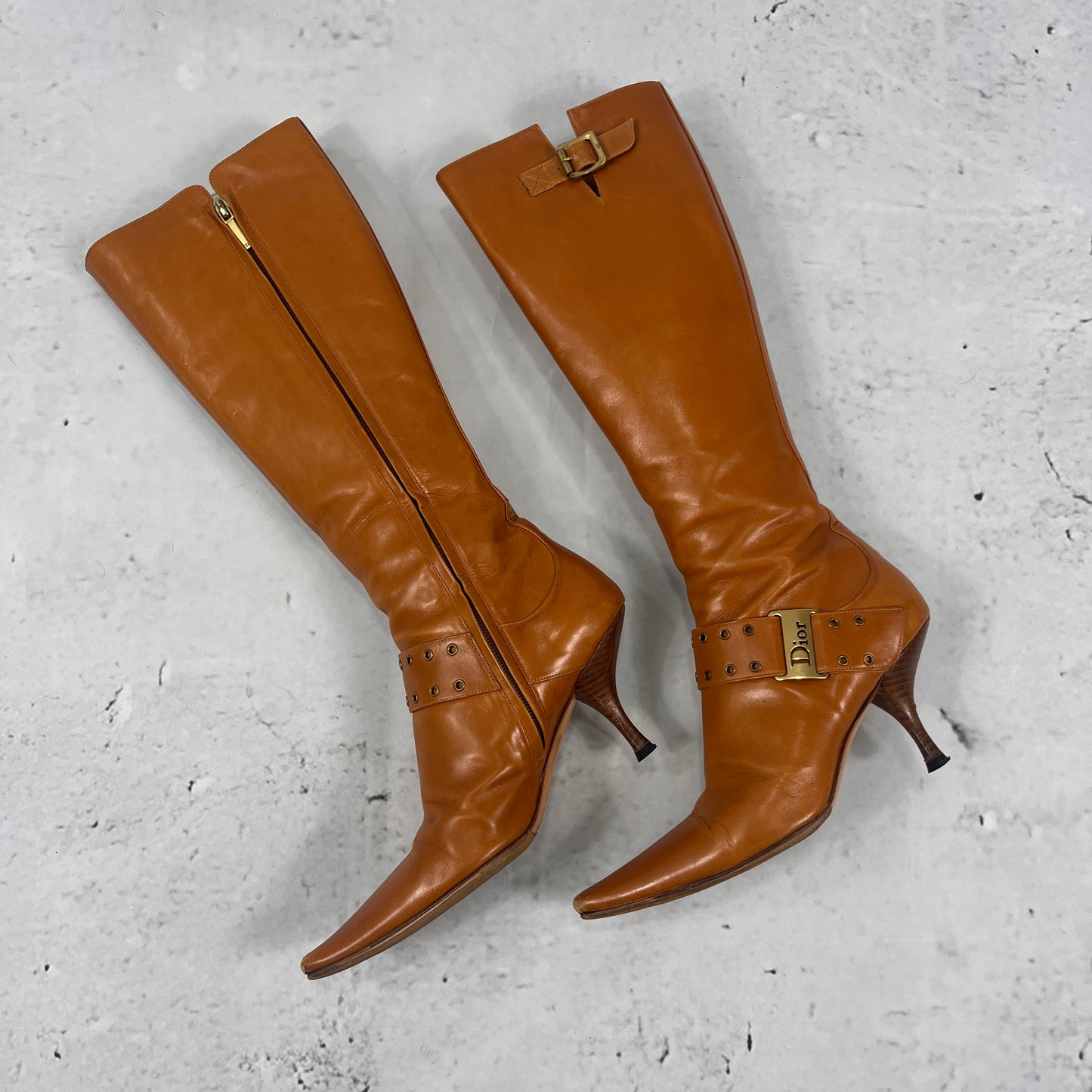 Dior 2000's Tan Buckle Boots
