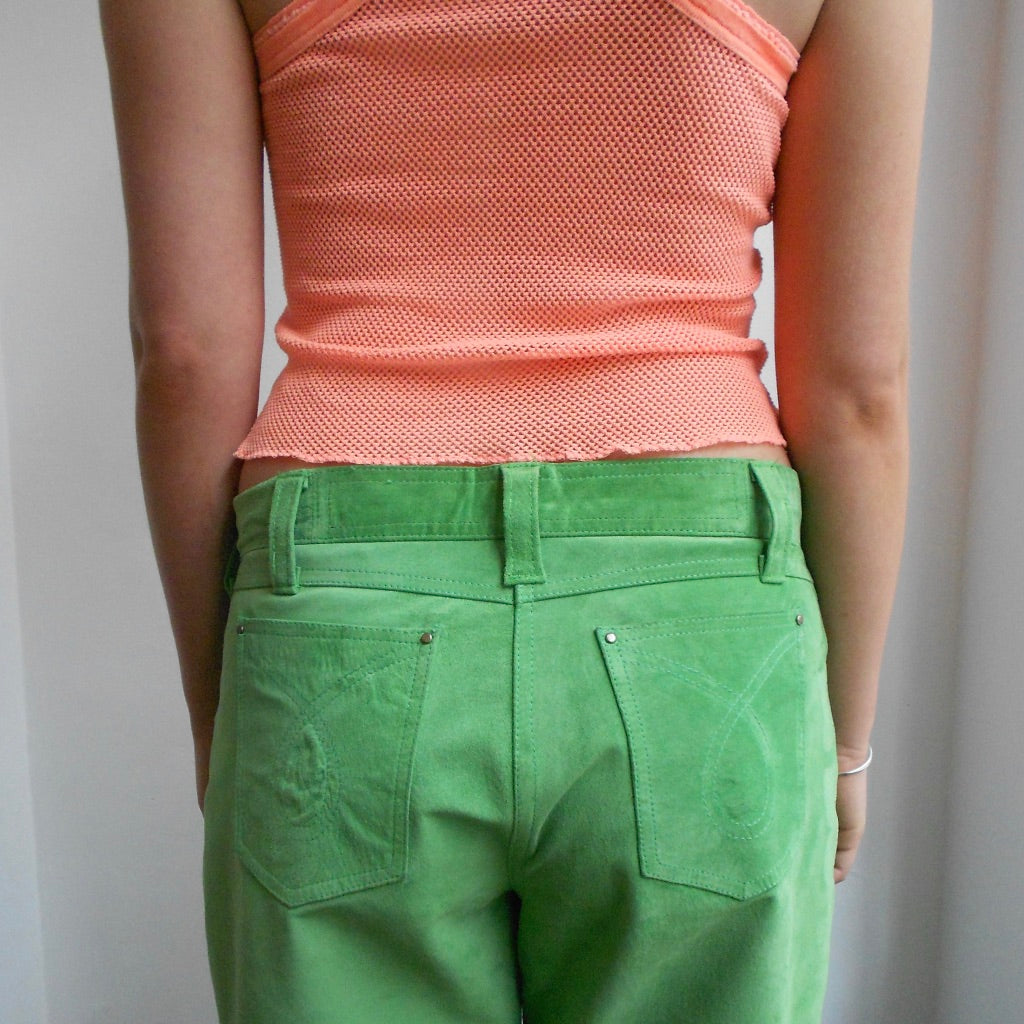 Green suede Trousers