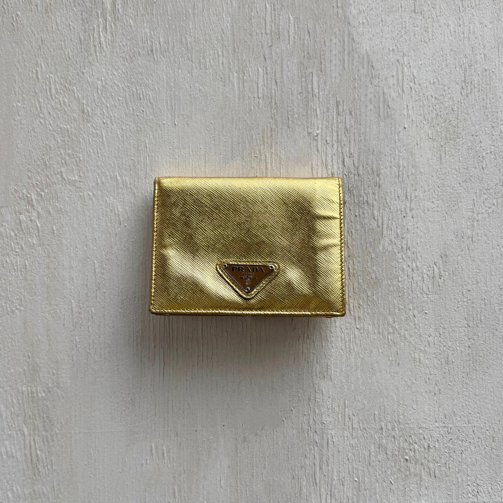 Prada Saffiano Leather Gold Wallet
