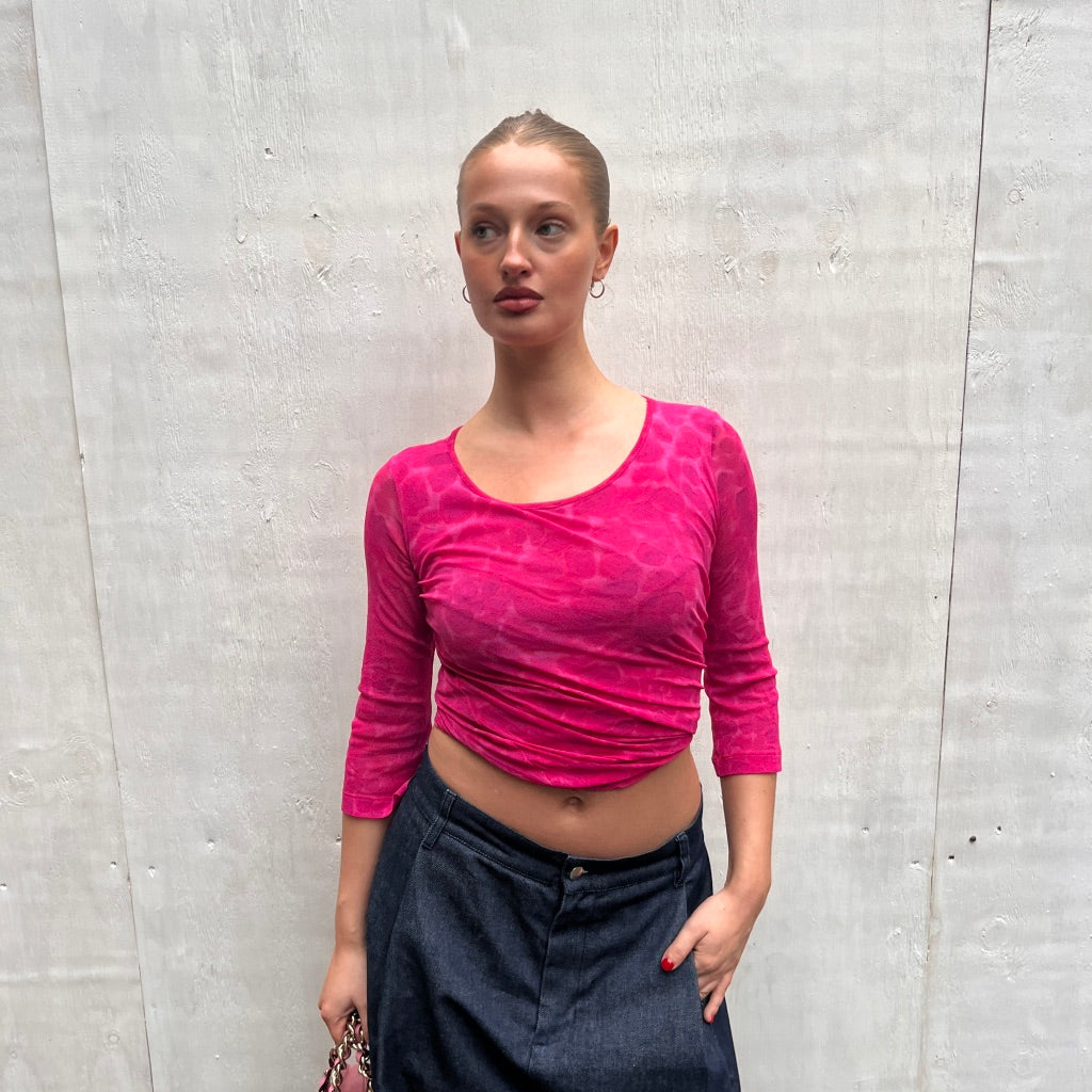 Cavalli Jeans Pink Mesh Top