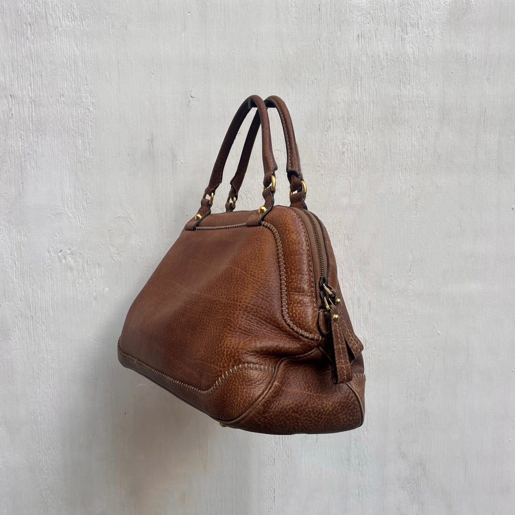 Gucci Brown Pelham Leather Satchel Bag