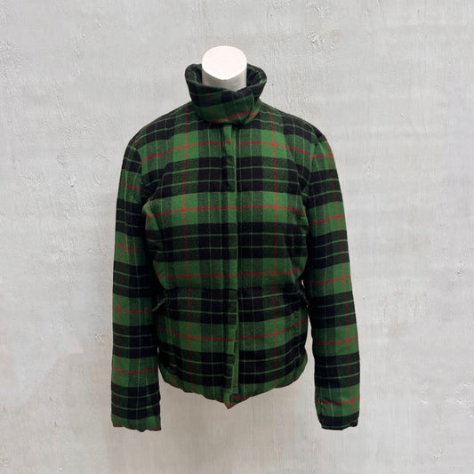 Jean Paul Gaultier Green Plaid Puffer Jacket