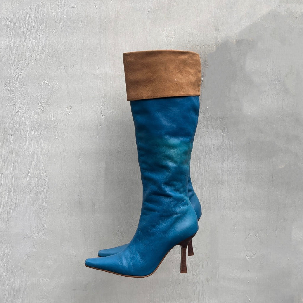Blue Leather Boots