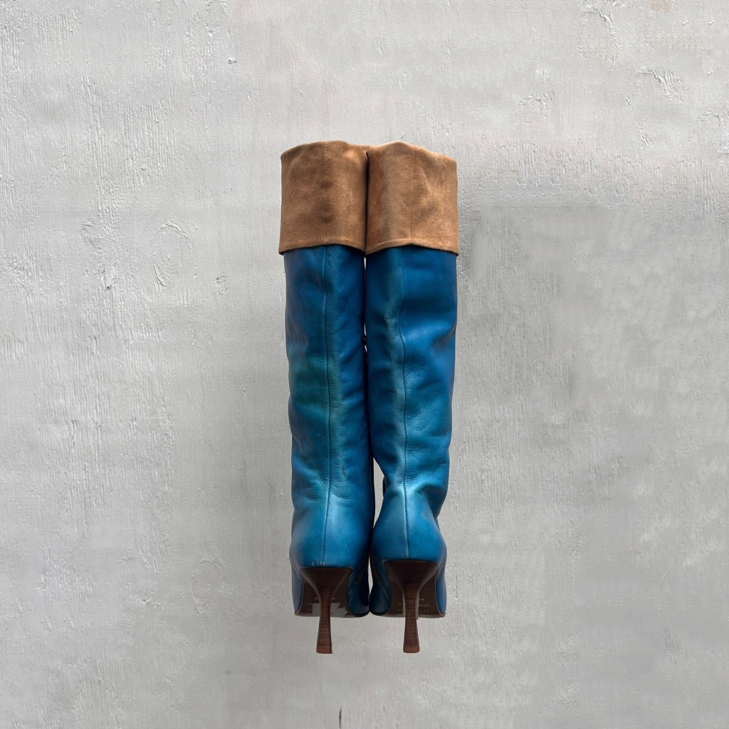 Blue Leather Boots