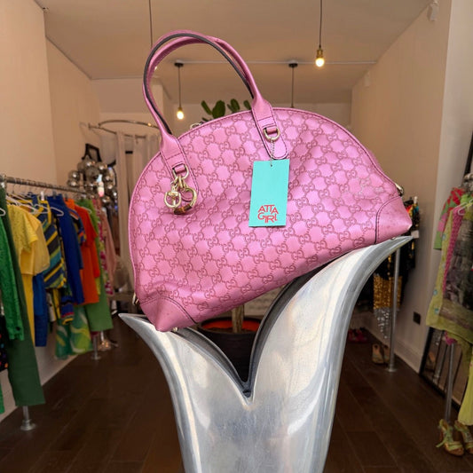 Gucci Heartbit Pink Embossed Guccissima Bag
