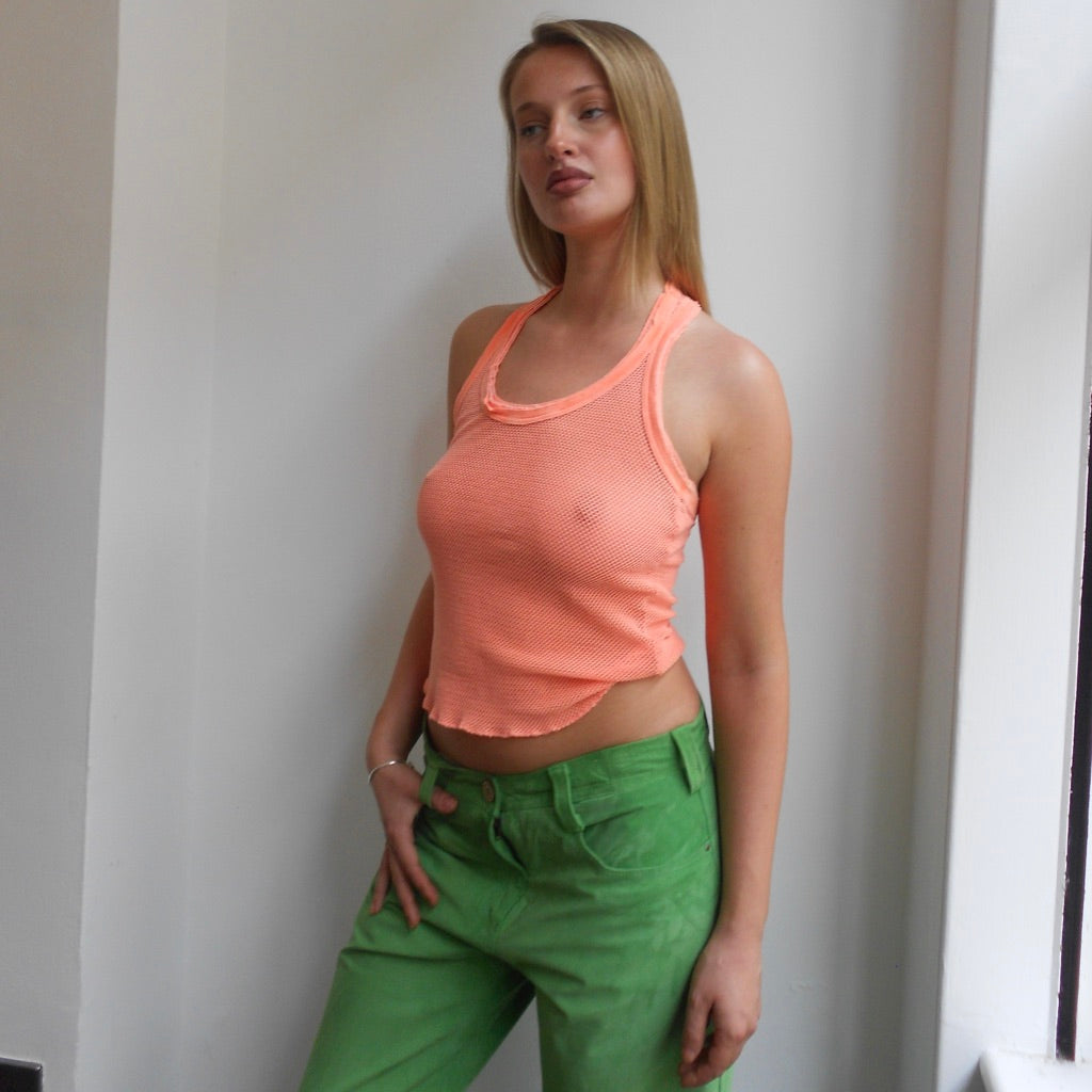 Coral Mesh Cropped Tank Top