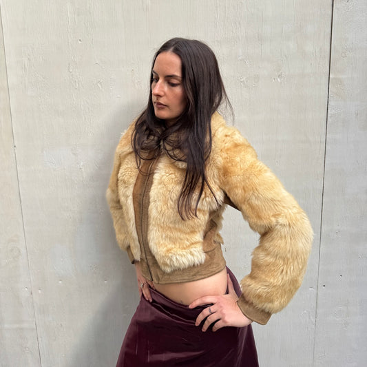 Cream Sheepskin & Suede Jacket