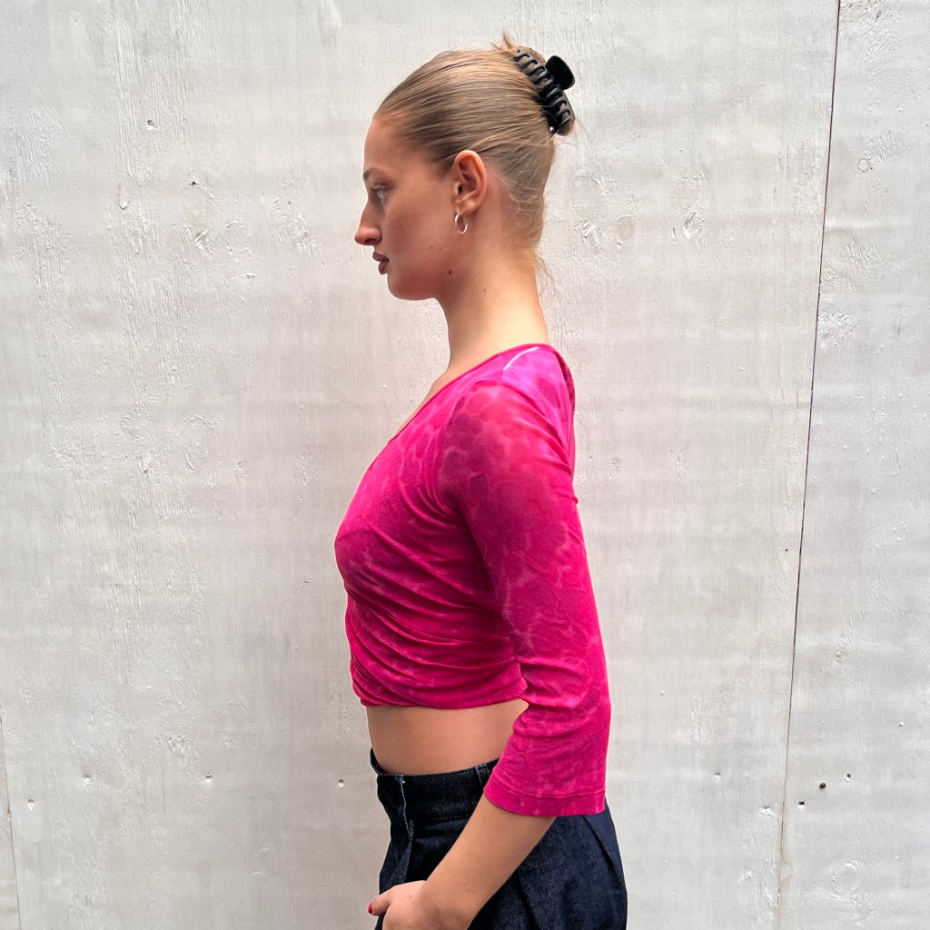 Cavalli Jeans Pink Mesh Top