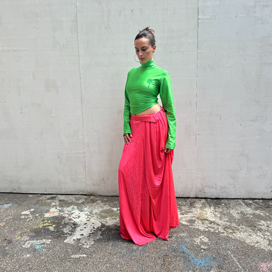 Emilio Pucci Neon Pink Silk Maxi Skirt