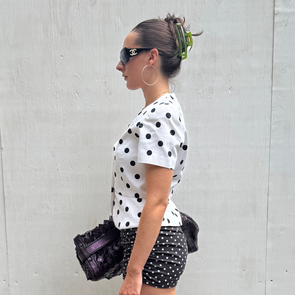 Polka Dot Short Sleeve Blazer