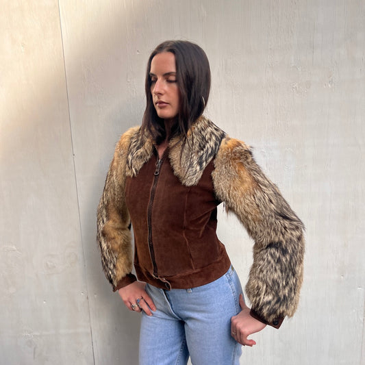 1970's Brown Fur & Suede Jacket