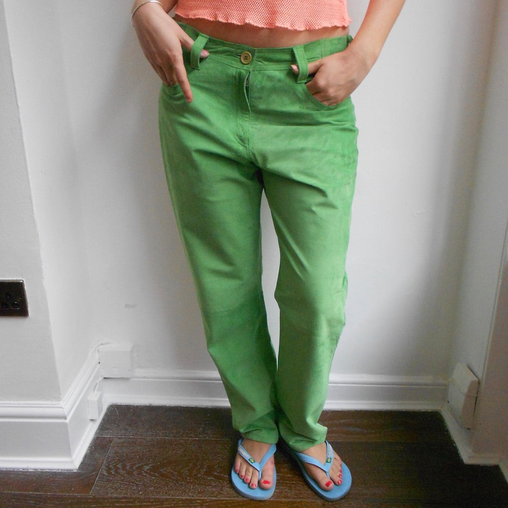 Green suede Trousers