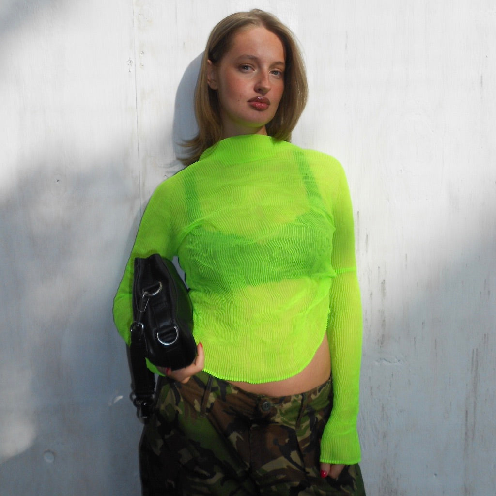 Issey Miyake Lime Green Pleats Please Top