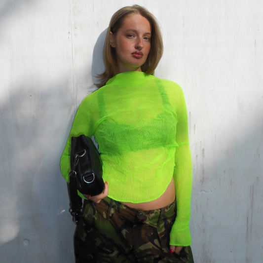 Issey Miyake Lime Green Pleats Please Top