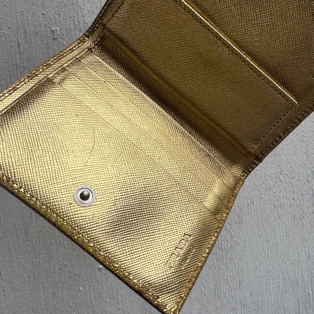 Prada Saffiano Leather Gold Wallet