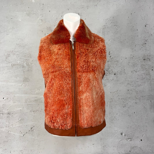 Orange Fur and Leather Gilet