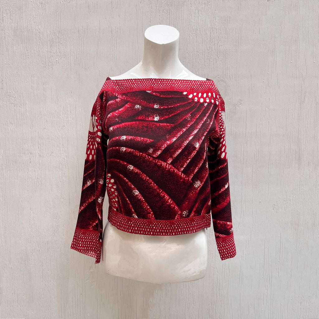 Miu Miu Red Patterned Silk Top