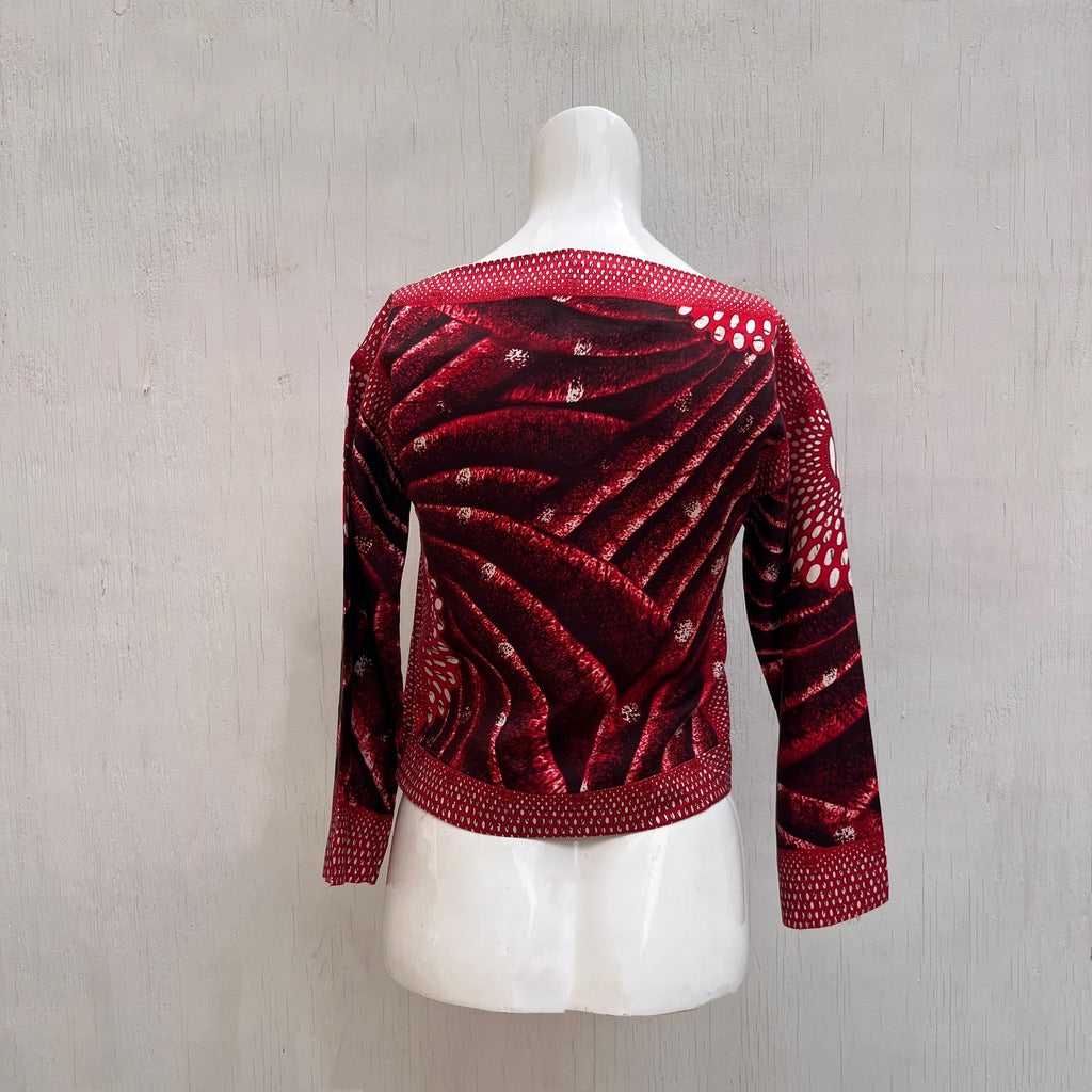 Miu Miu Red Patterned Silk Top