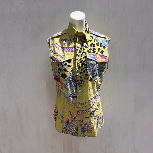 Just Cavalli Green Sleeveless Shirt