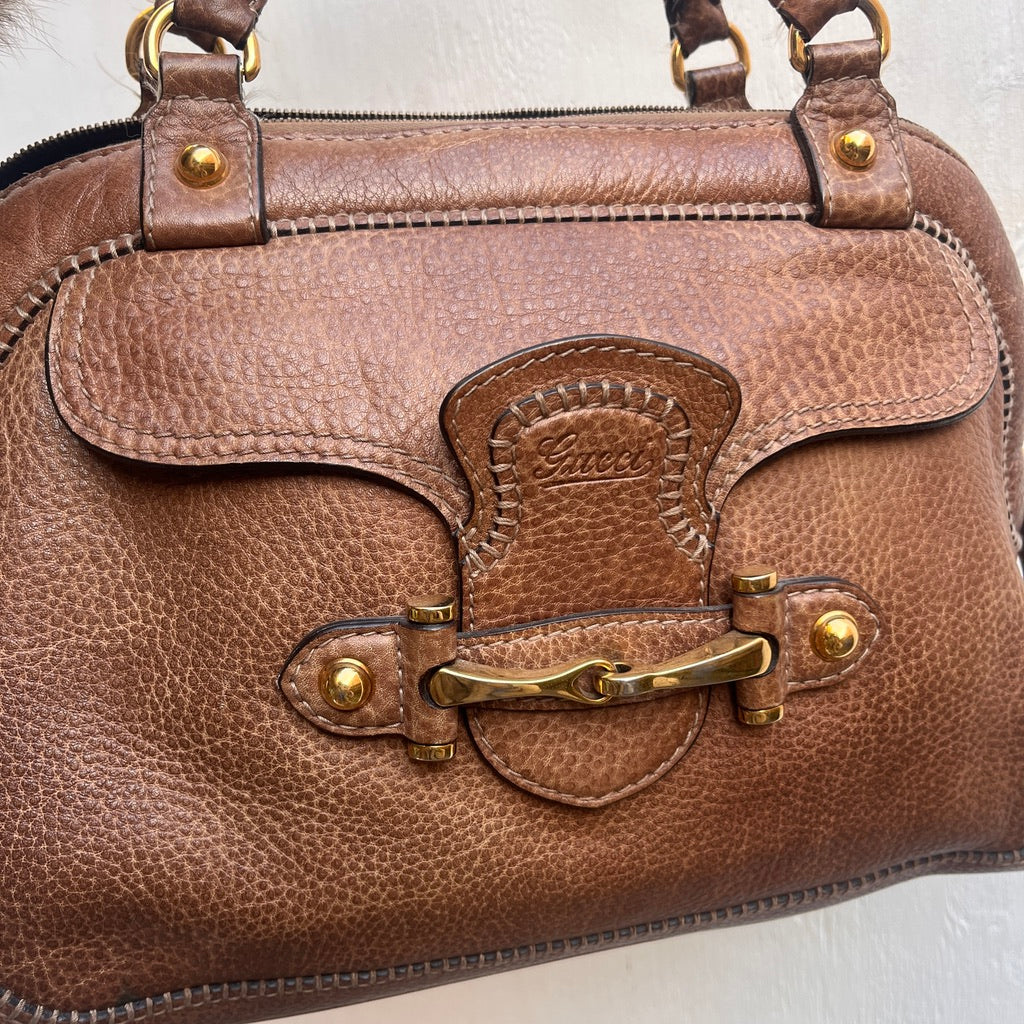 Gucci Brown Pelham Leather Satchel Bag