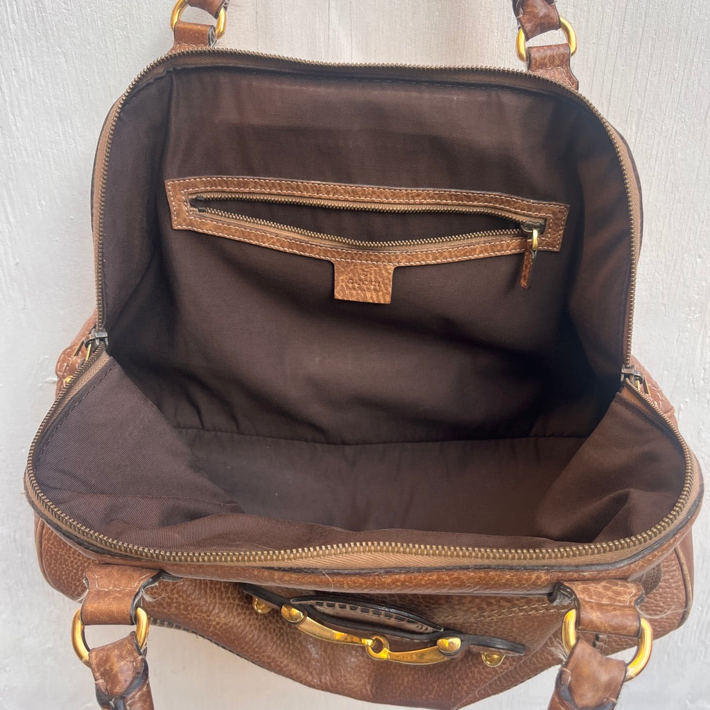 Gucci Brown Pelham Leather Satchel Bag