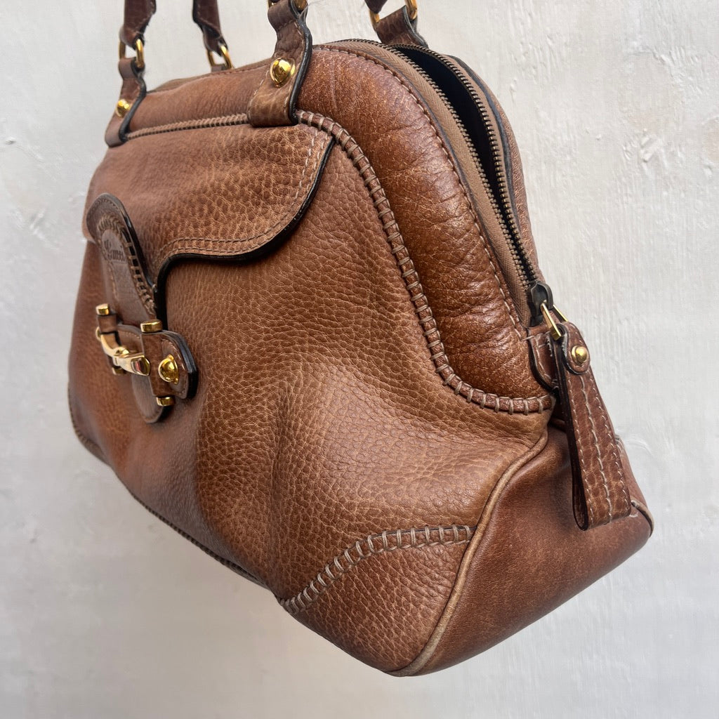 Gucci Brown Pelham Leather Satchel Bag