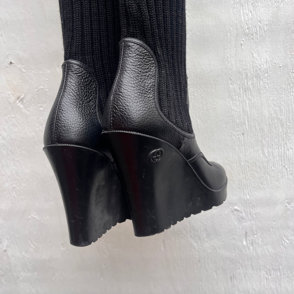 Gucci Ribbed Sock Wedges