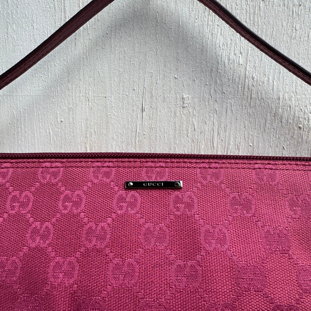 Gucci Pink GG Monogram Boat Pochette  Bag