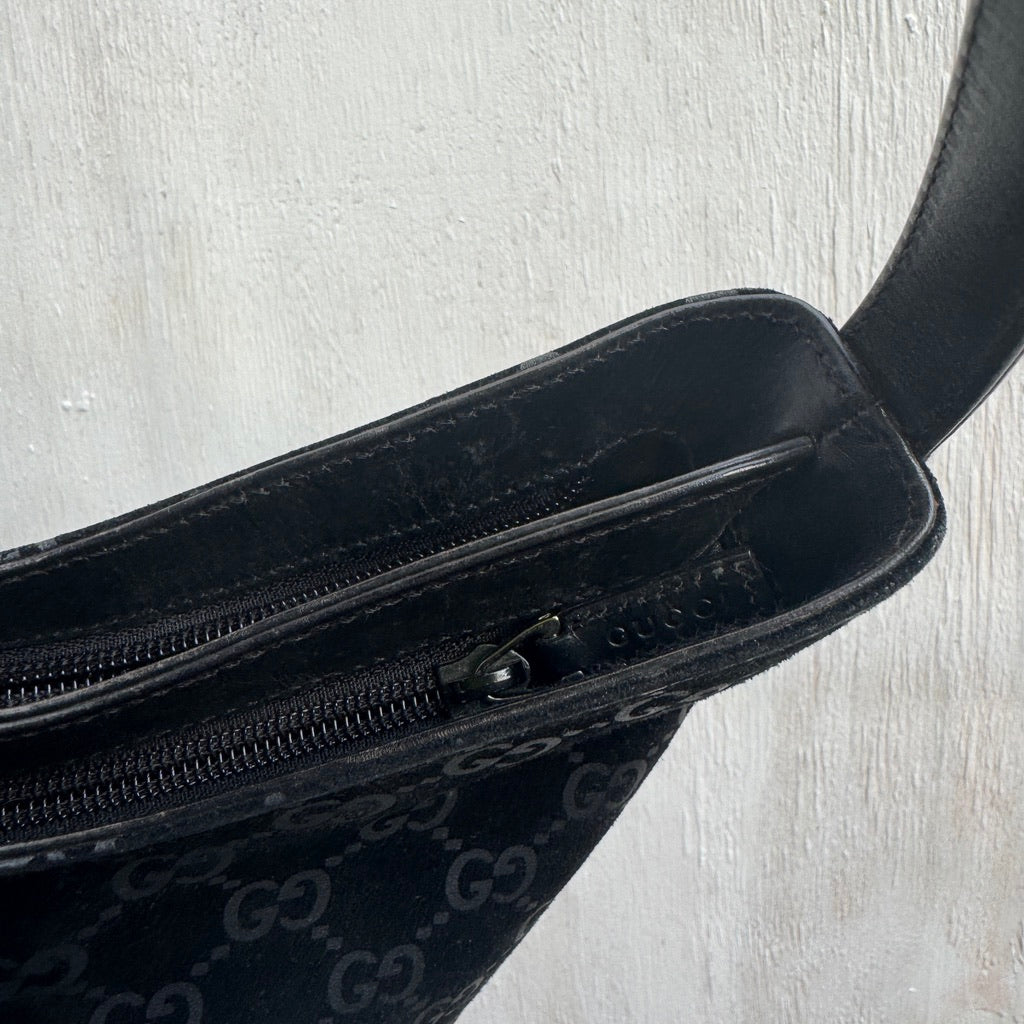 Gucci Suede Monogram Hobo Bag