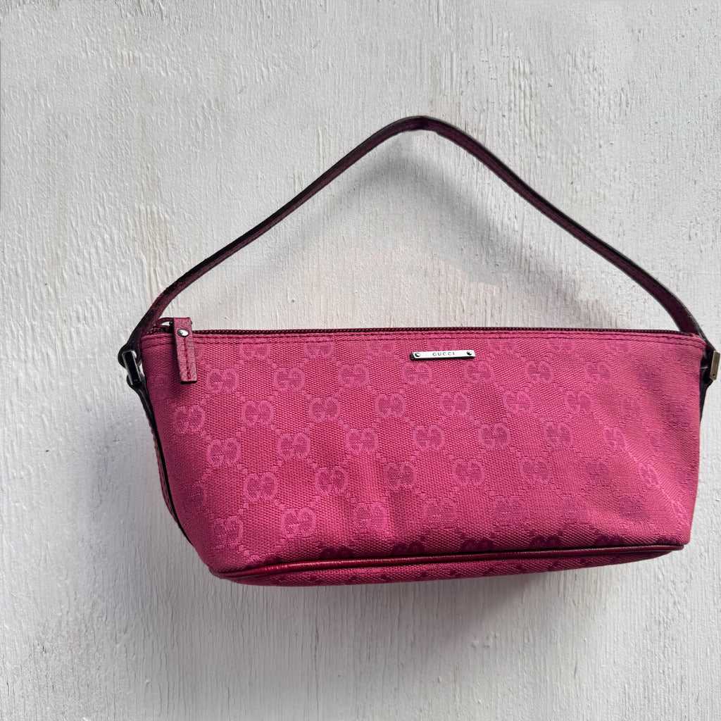 Gucci Pink GG Monogram Boat Pochette  Bag