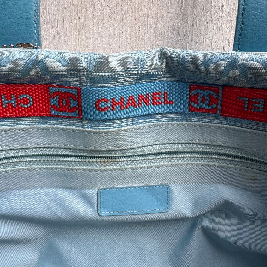 Chanel 2004 'CC' Travel Line Blue Tote