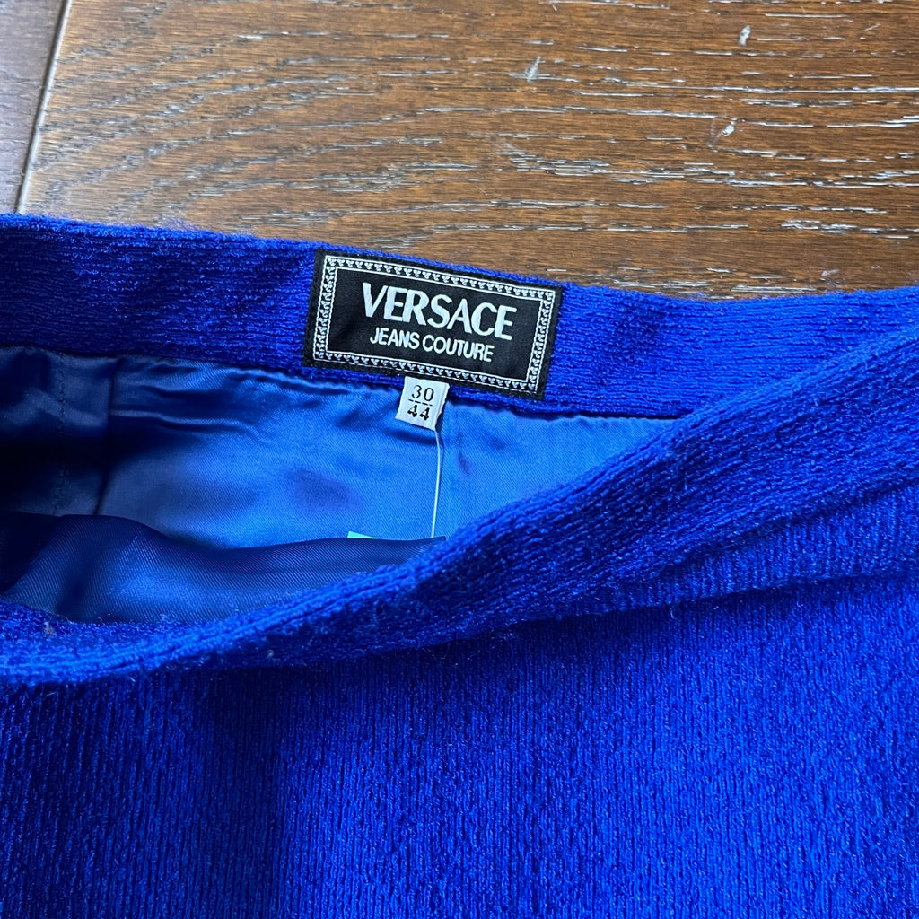 Versace Jeans Couture Textured Cobalt Blue Skirt