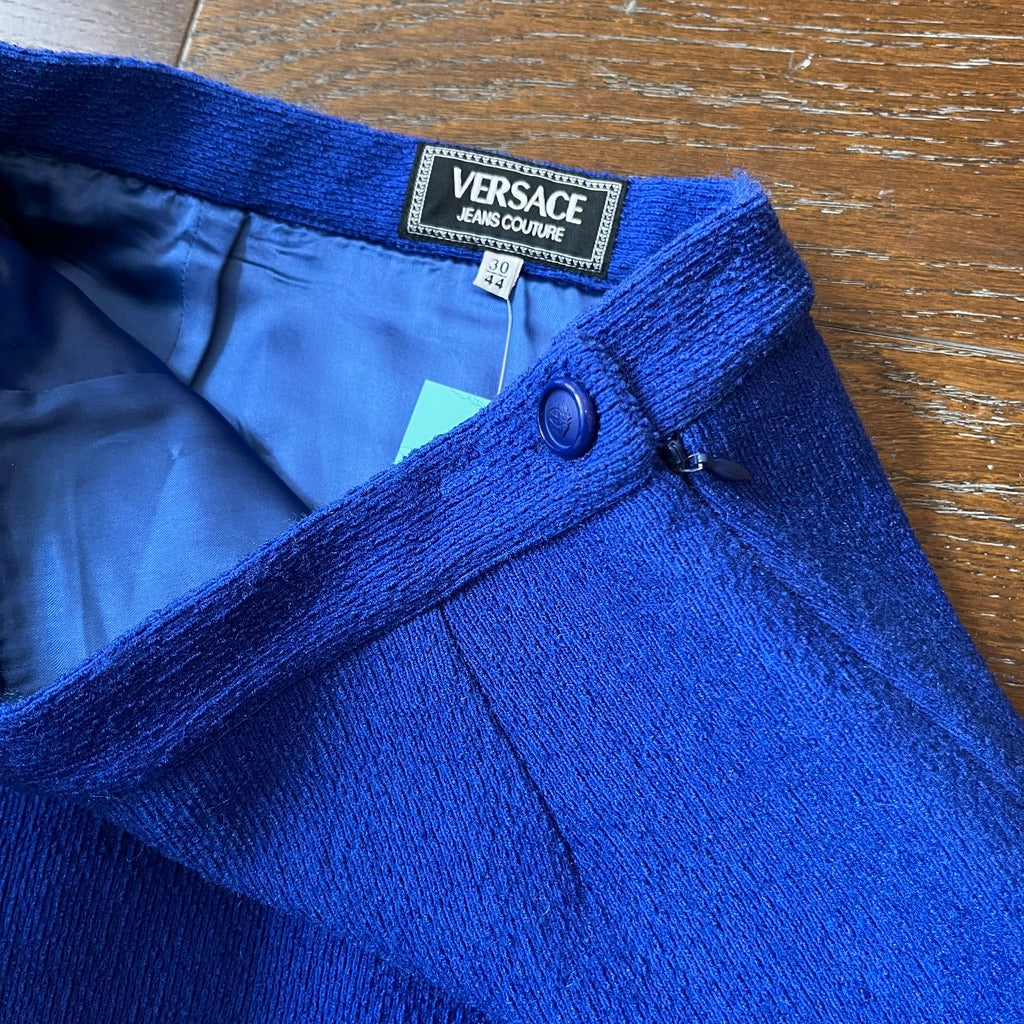 Versace Jeans Couture Textured Cobalt Blue Skirt