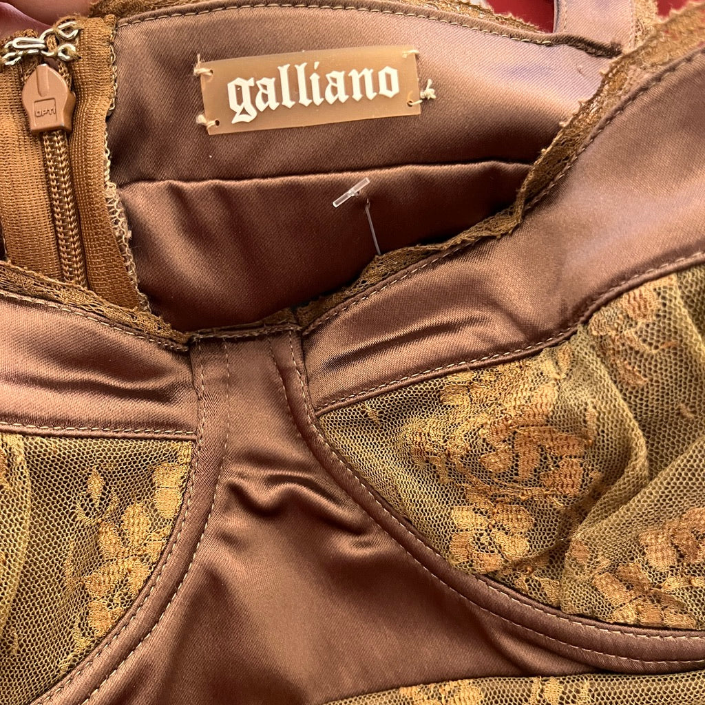 Galliano Brown Midi Dress