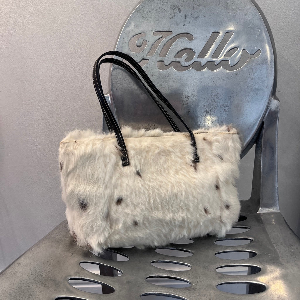 Fendi White Rabbit Fur Small Tote Bag