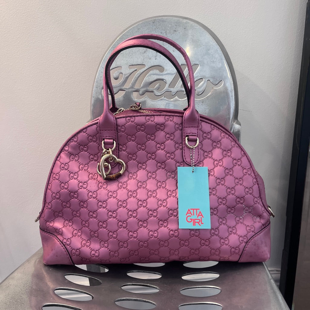 Gucci Heartbit Pink Embossed Guccissima Bag